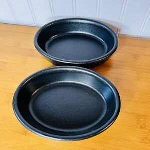 Lot of 2 Vintage Hall 571 Oval All Black Stoneware Baking Dishes 6.5” Rare Color
